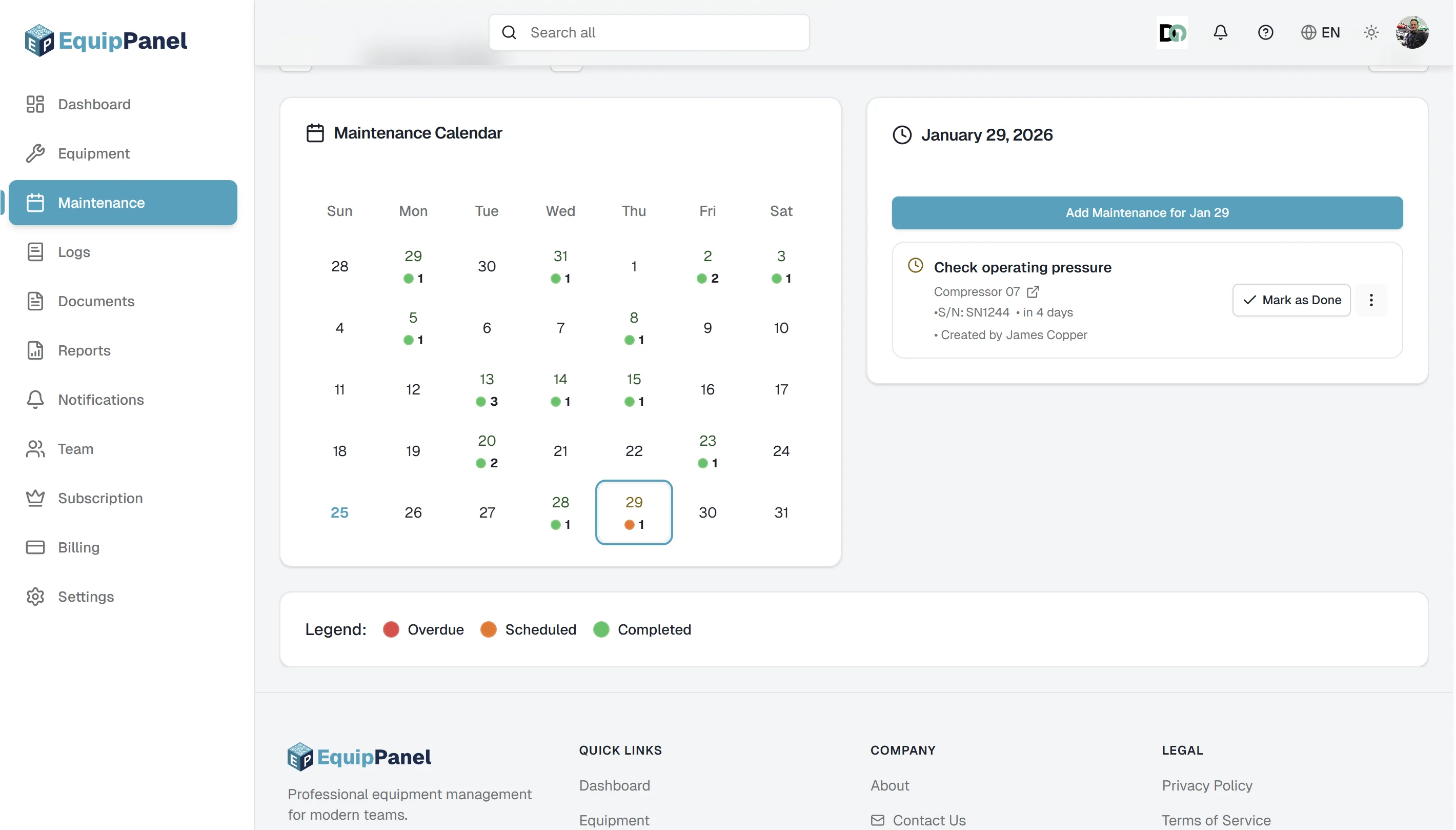 Image placeholder: Maintenance workflow